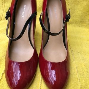 Nine West Red and Black  Mary Jane Pumps